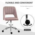 Vinsetto Modern Mid Back Office Chair With Velvet Fabric, Swivel Computer Armless Desk Chair With Hollow Back Design For Home Office, Pink Pink Polyester