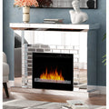 44'' W Electric Fireplace With Silver Mirrored Mantel Silver 400 Primary Living Space Modern Yes Freestanding Metal Synthetic Wood Mirror Electric