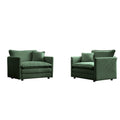 Accent Chair Set Of 2, High End Chenille Upholstered Armchairs, Living Room Side Chairs With Toss Pillow, Green Chenille Green Chenille 2 Seat