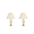 3 Piece Ceramic Lamp Set, Floor And Table Lamps, Ivory Finish Ivory Ceramic
