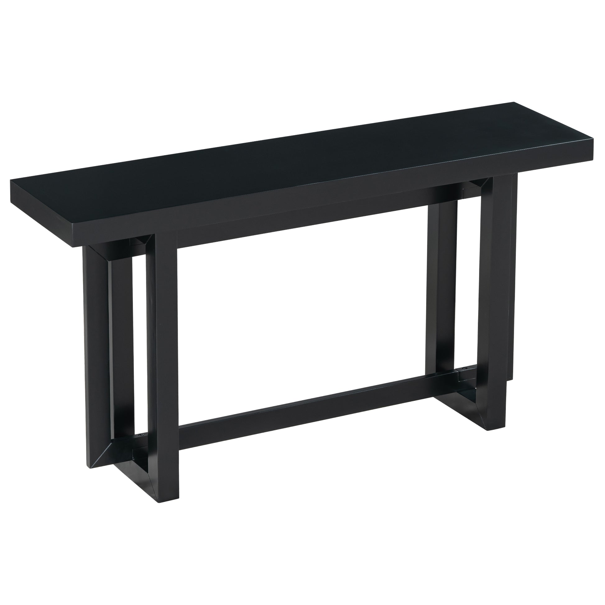 Contemporary Console Table With Wood Top, Extra Long Entryway Table For Entryway, Hallway, Living Room, Foyer, Corridor Black Solid Wood Mdf