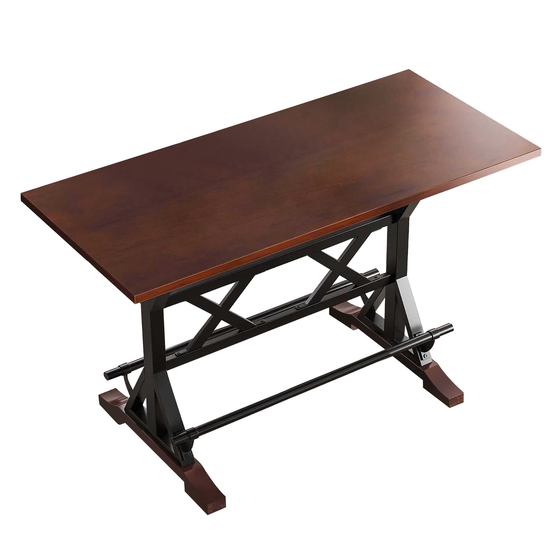 Solid Wood Bar Table, Rustic Farmhouse Pub Table Rectangle Bar Height Window Table Sofa Bar Table For Kitchen Bar Dining Table Table Only Without Chairs 59" L X 22.8" W X 35.8" H Red Black Wood Metal