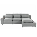 L Shaped Modular Sectional Sofa With Removable Back Cushions,3 Pillows And 2 Storage Spaces,Suitable For Living Rooms,Offices And Apartments Gray Polyester 3 Seat