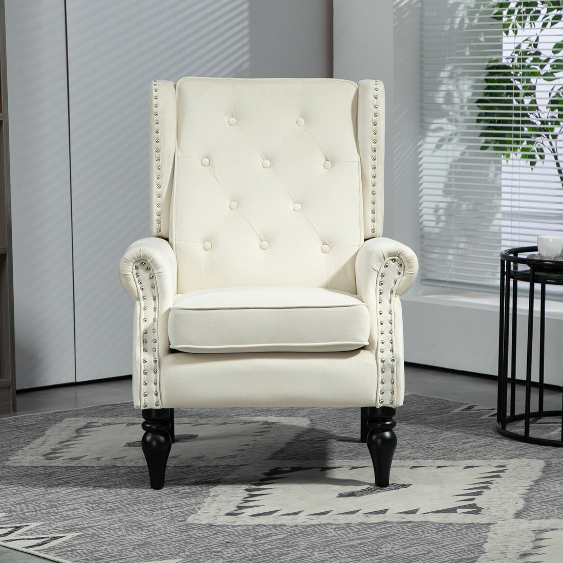 Coolmore Wood Frame Armchair, Modern Accent Chair Lounge Chair With Sturdy Wood Legs For Living Room Bedroom Beige Beige Primary Living Space Foam Velvet
