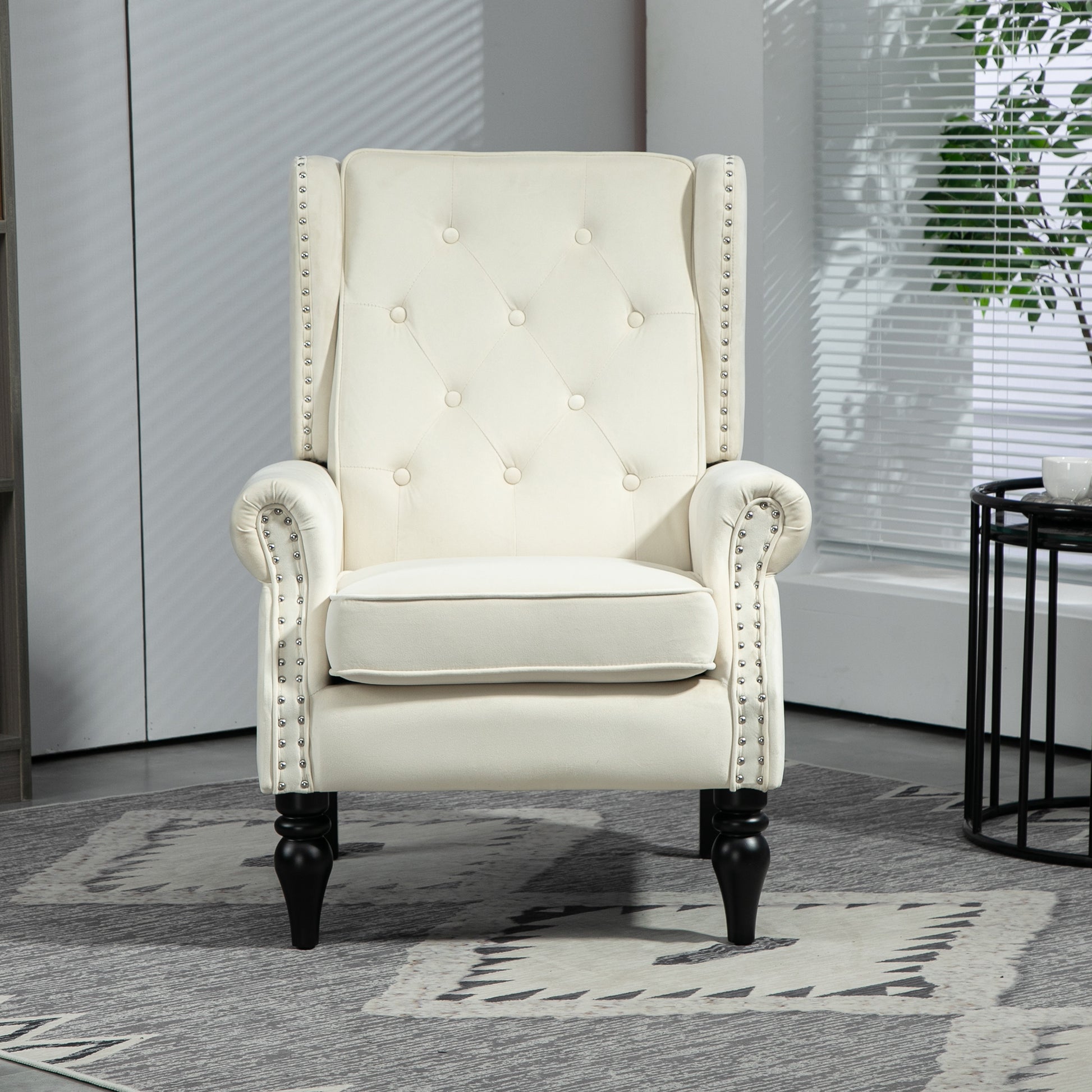 Coolmore Wood Frame Armchair, Modern Accent Chair Lounge Chair With Sturdy Wood Legs For Living Room Bedroom Beige Beige Primary Living Space Foam Velvet