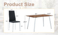Table And Chair Set.Large Modern Rectangular Table With Brown Glass Top And Silver Metal Legs. Paired With 4 Black Chairs With Checkered Armless High Back Pu Cushion And Silver Metal Legs. Black,Silver Seats 4 Glass Metal