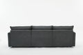 Modular Sectional Sofa, 3 Seater Sofa With Ottoman, Modern L Shaped Sofa For Living Room Bedroom Apartment Dark Gray Wood Fabric 4 Seat