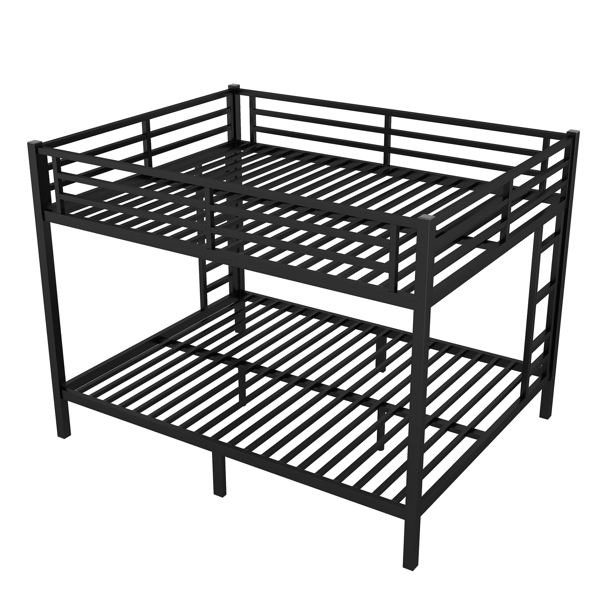 Metal Queen Over Queen Bunk Bed For Teens And Adults,Space Saving Noise Reduced No Box Spring Needed, Black Box Spring Not Required Queen Black Metal