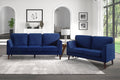 Modern Contemporary Living Room 1Pc Loveseat Blue Velvet Upholstery Dark Brown Legs Solid Wood Furniture Blue Velvet Wood Primary Living Space Modern Solid Wood