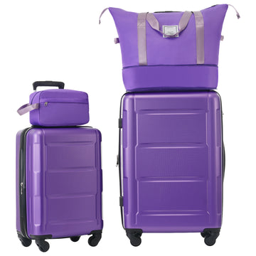 2 Piece Luggage Set With Bags Expanable Spinner Wheels Abs Lightweight Suitcase With Tsa Lock 20Inch 28Inch Purple Abs