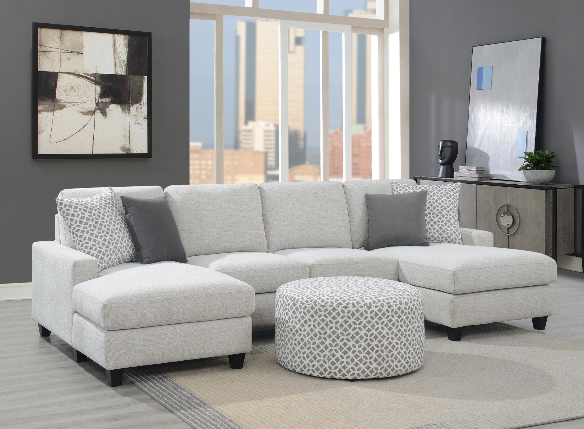 Ranger Gray Chaise Sectional Gray Foam Engineered Wood 4 Seat