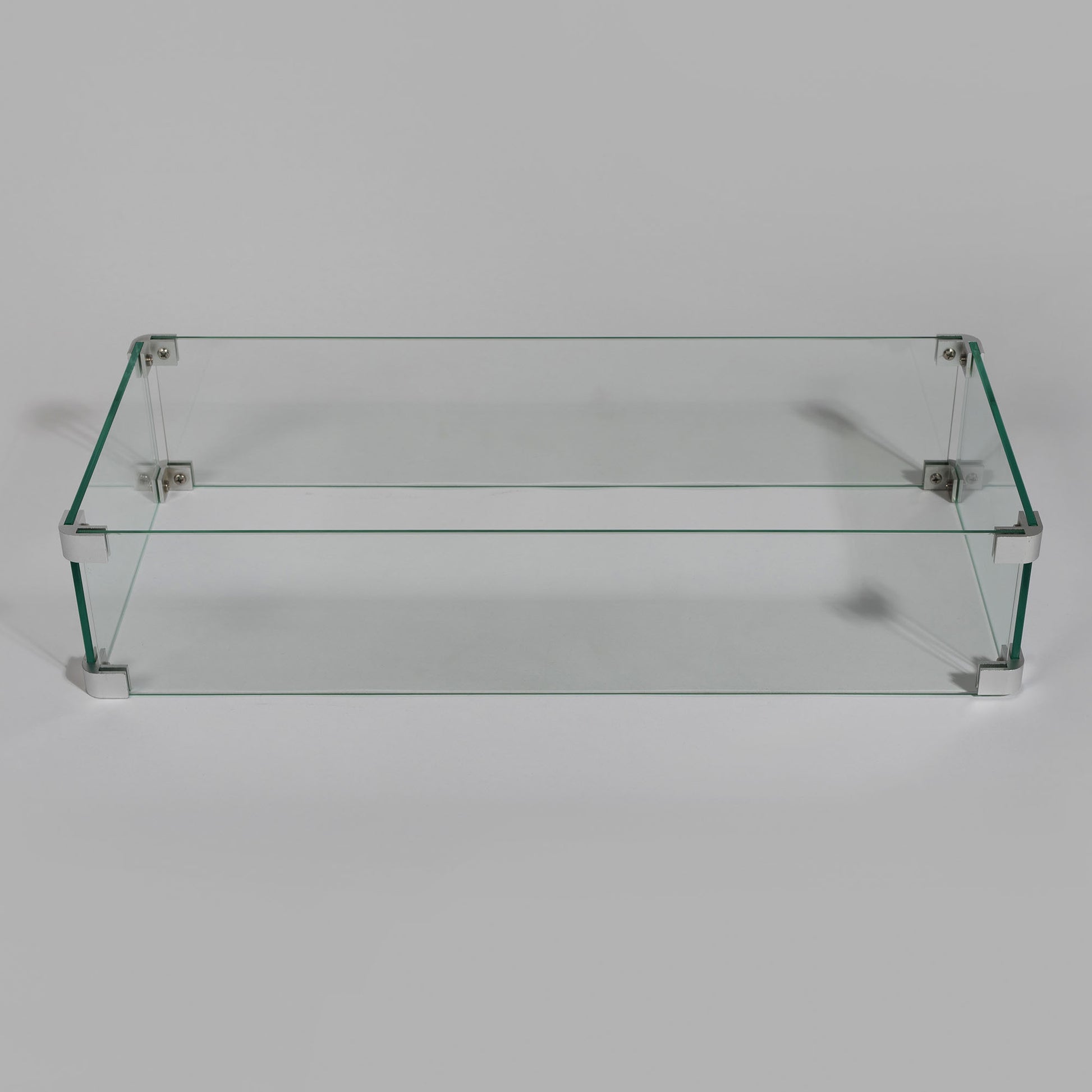 Rectangular Fire Pit Wind Guard Clear Glass