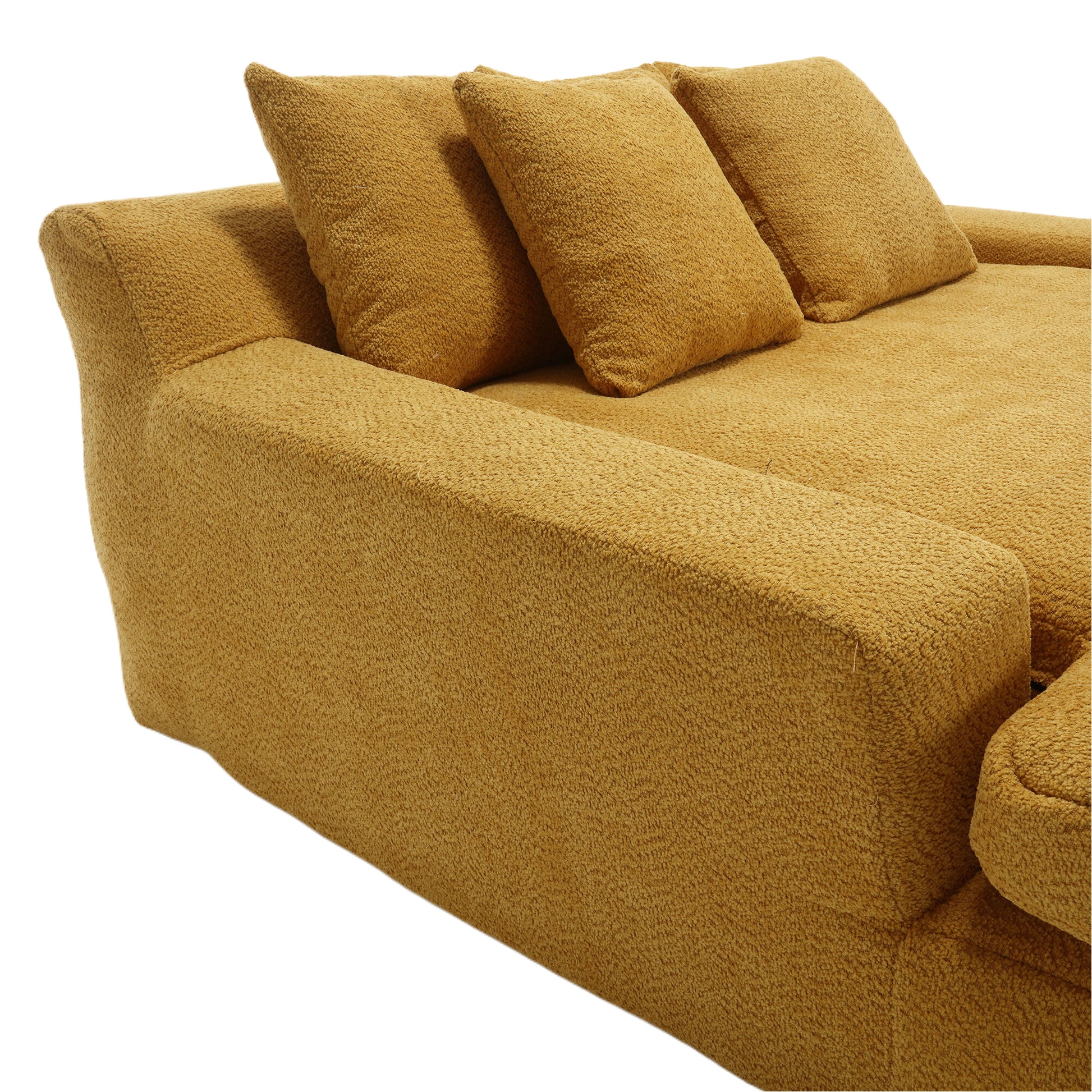 Coolmore Chenille 2 Seater Lazy Sofa With 5 Back Pillows,Comfy Sofa Deep Seat Couch For Living Room,Club Mustard Yellow Mustard Yellow Primary Living Space Modern Foam Chenille 2 Seat