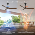 60 Inch Ceiling Fan With Remote Control Timed Lighting, Reversible Airflow And Quiet Operation For Living Room & Bedroom & Outdoor Wood Modern Abs