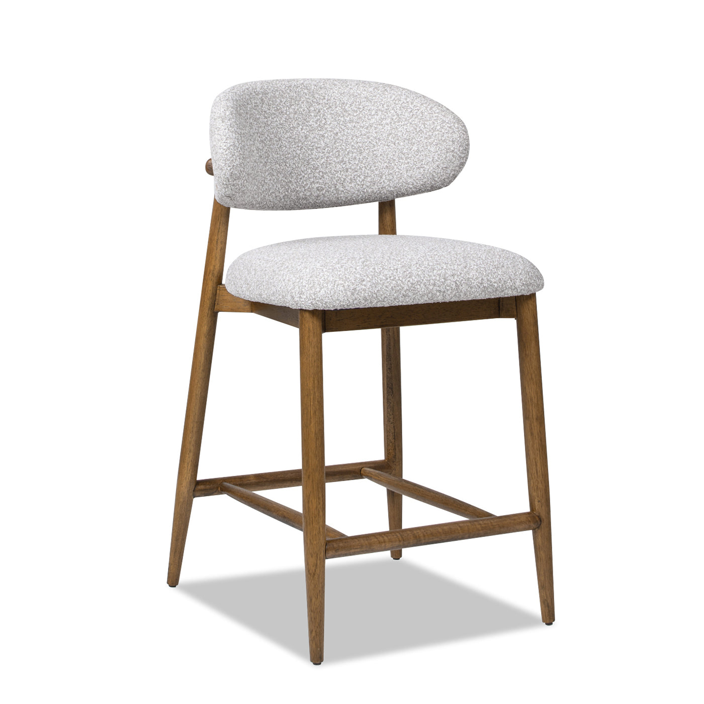 Locke 26.5" Modern Upholstered Counter Stool With Wood Frame, Salt & Pepper Boucle Gray Foam Boucle