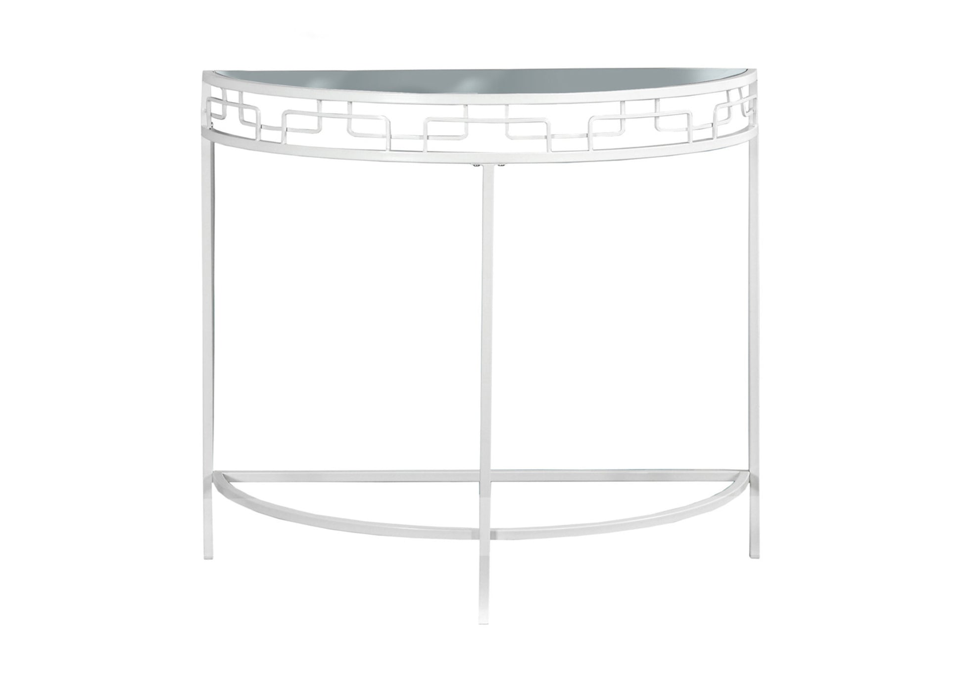 Accent Table, Console, Entryway, Narrow, Sofa, Living Room, Bedroom, Clear Tempered Glass, White Metal, Contemporary, Modern White Metal