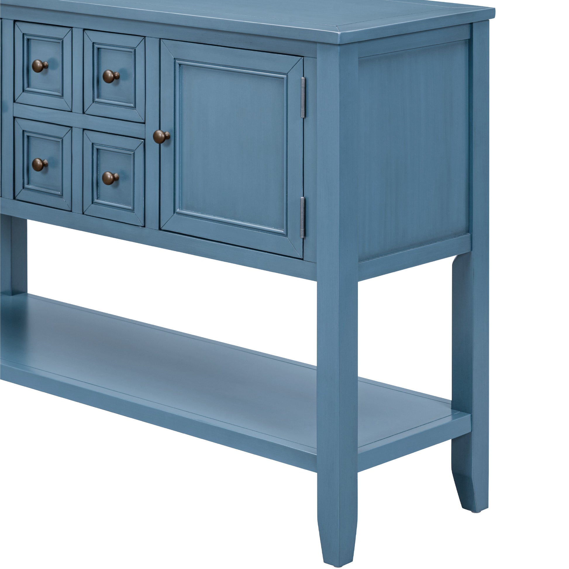 Cambridge Series Large Storage Vintage Console Table With Four Small Drawers And Bottom Shelf For Living Rooms, Entrances And Kitchens Light Navy, Old Sku: Wf190263Aah Light Navy Solid Wood Mdf