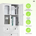 Tall Bathroom Storage Cabinet, Cabinet With Four Doors And Drawers, Adjustable Shelf, Mdf Board, White White Mdf