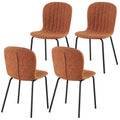 Brown Faux Leather Dining Chairs Set Of 4,Mid Century Modern Upholstered Pu Leather Chairs,For Kitchen Dining Room Metal Plaid Brown Dining Room Powder Coated Foam Dry Clean Modern Dining Chairs Solid Back Foam Pu Leather