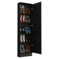 Ruan Xl Shoe Rack, Mirror, Five Interior Shelves, Single Door Cabinet Black Mdf Engineered Wood