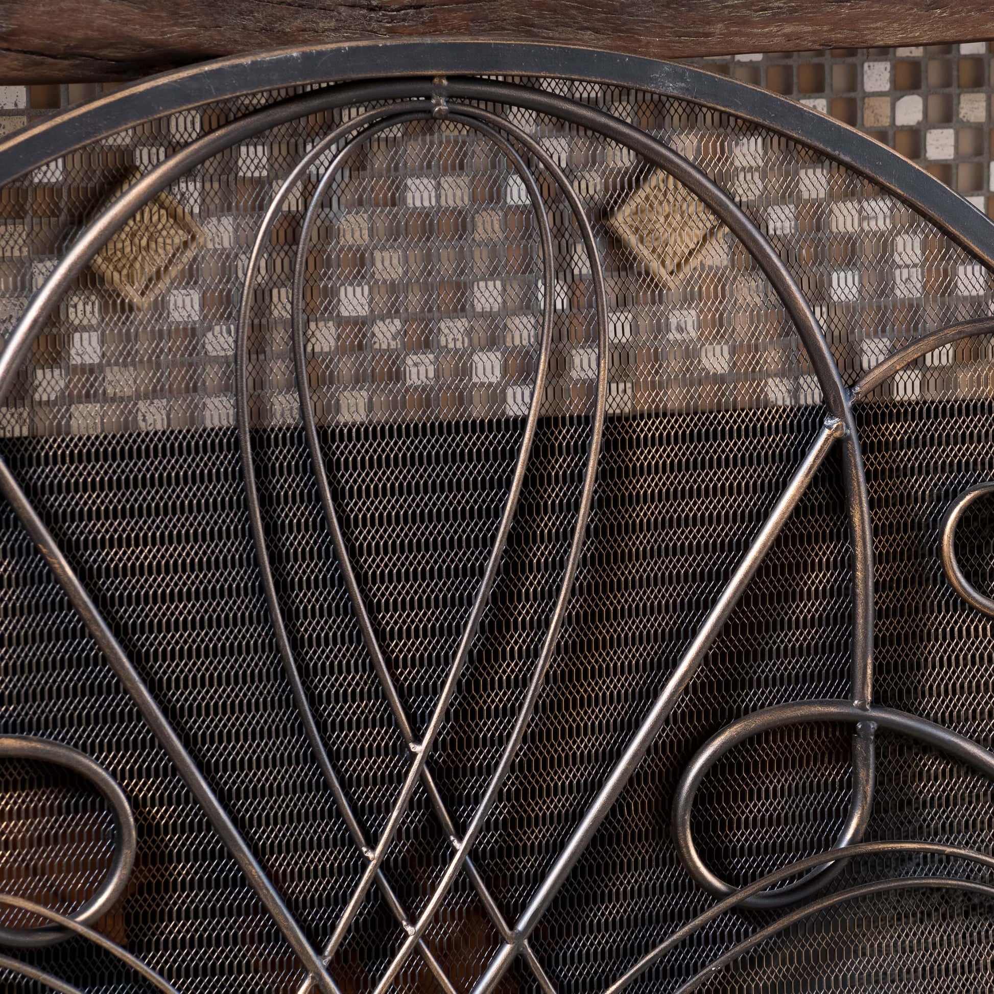Kingsport Fireplace Screen Black Gold Iron