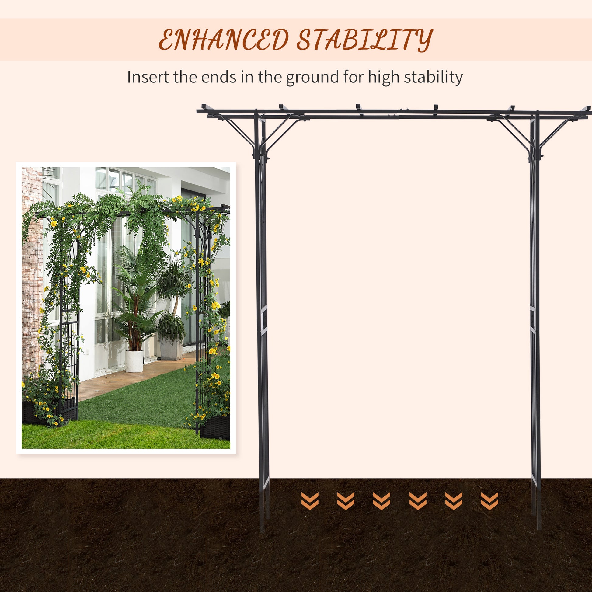 Outsunny 82'' Decorative Metal Garden Trellis Arch With Durable Steel Tubing & Elegant Scrollwork, Perfect For Weddings Gray Metal