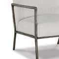 Tusk 30 Inch Accent Chair, Classic Pewter Aluminum Frame, Cream Upholstery Cream Fabric Metal