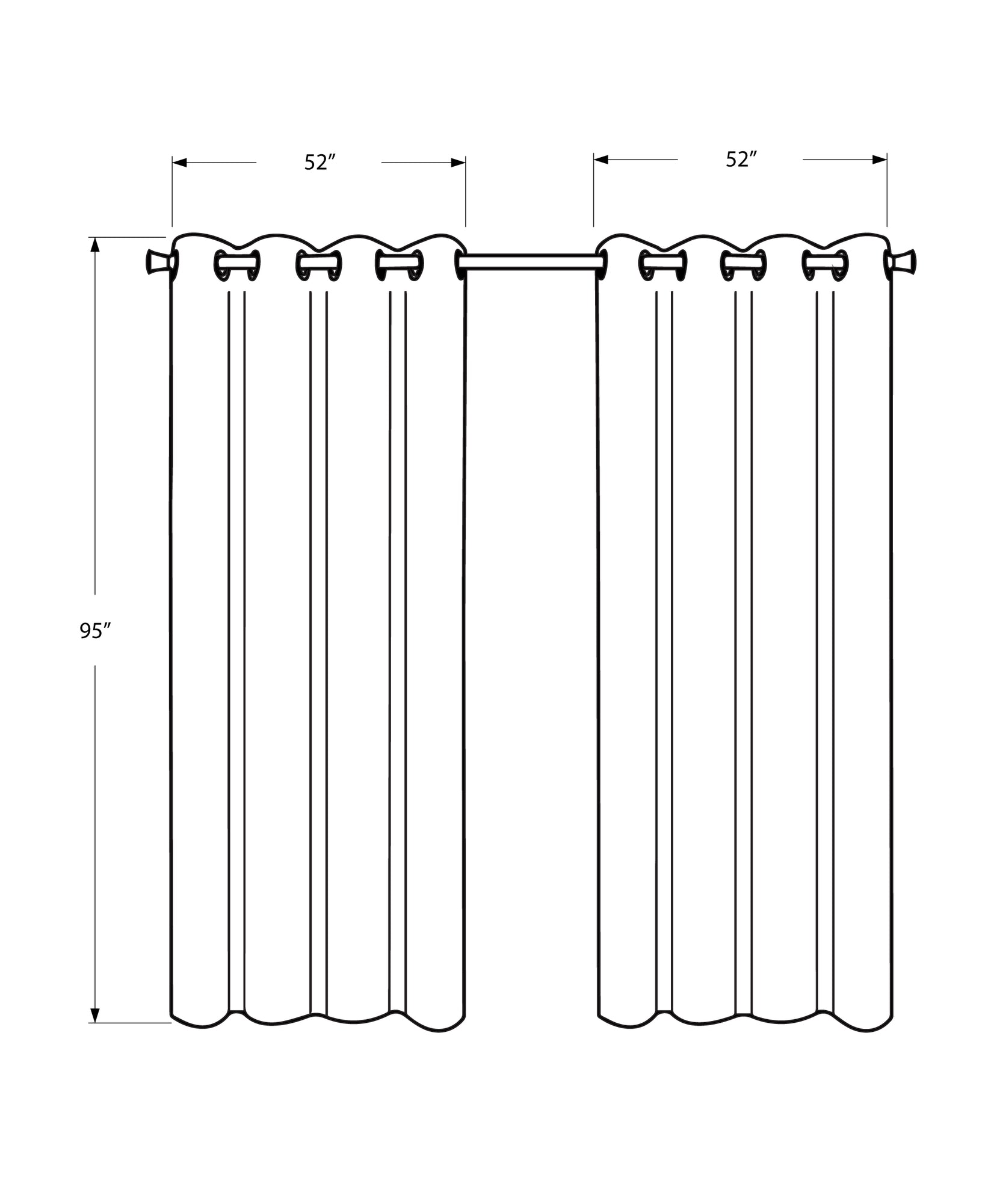 Curtain Panel, 2Pcs Set, 54"W X 95"L, 100% Blackout, Grommet, Living Room, Bedroom, Kitchen, Grey Thermal Insulation Polyester, Contemporary, Modern Grey Polyester