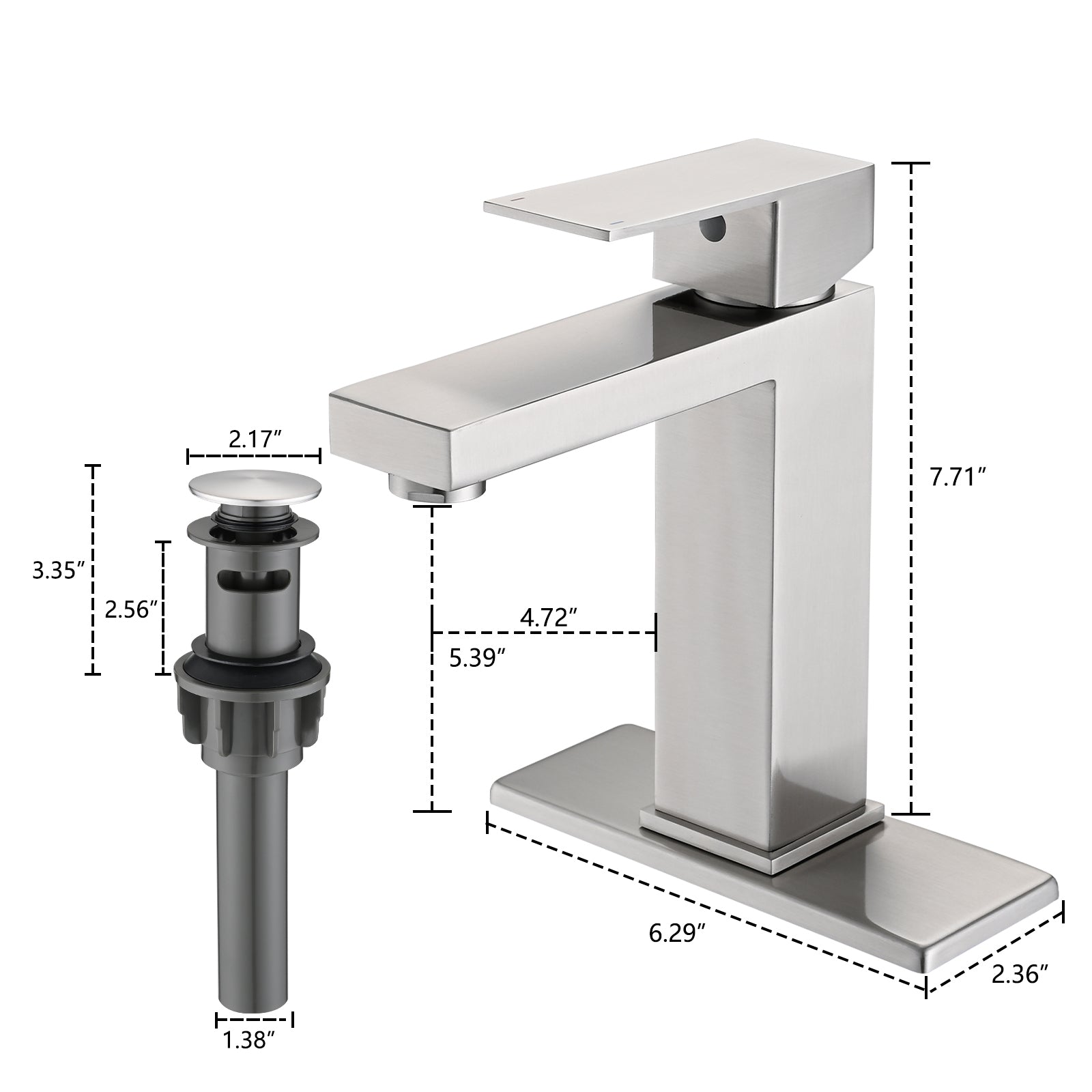 Bathroom Faucet Single Hole, Single Handle Stainless one-brushed