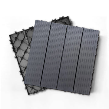 Plastic Composite Deck Tiles Set Of 35Pcs, Composite Decking Resist Rust, Water, Weather, Indoor&Outdoor, Easy To Diy & Maintain, Ideal For Patios, Balconies, Rooftops, Decks, 12X12In Dark Grey Dark Grey Modern Plastic Plastic