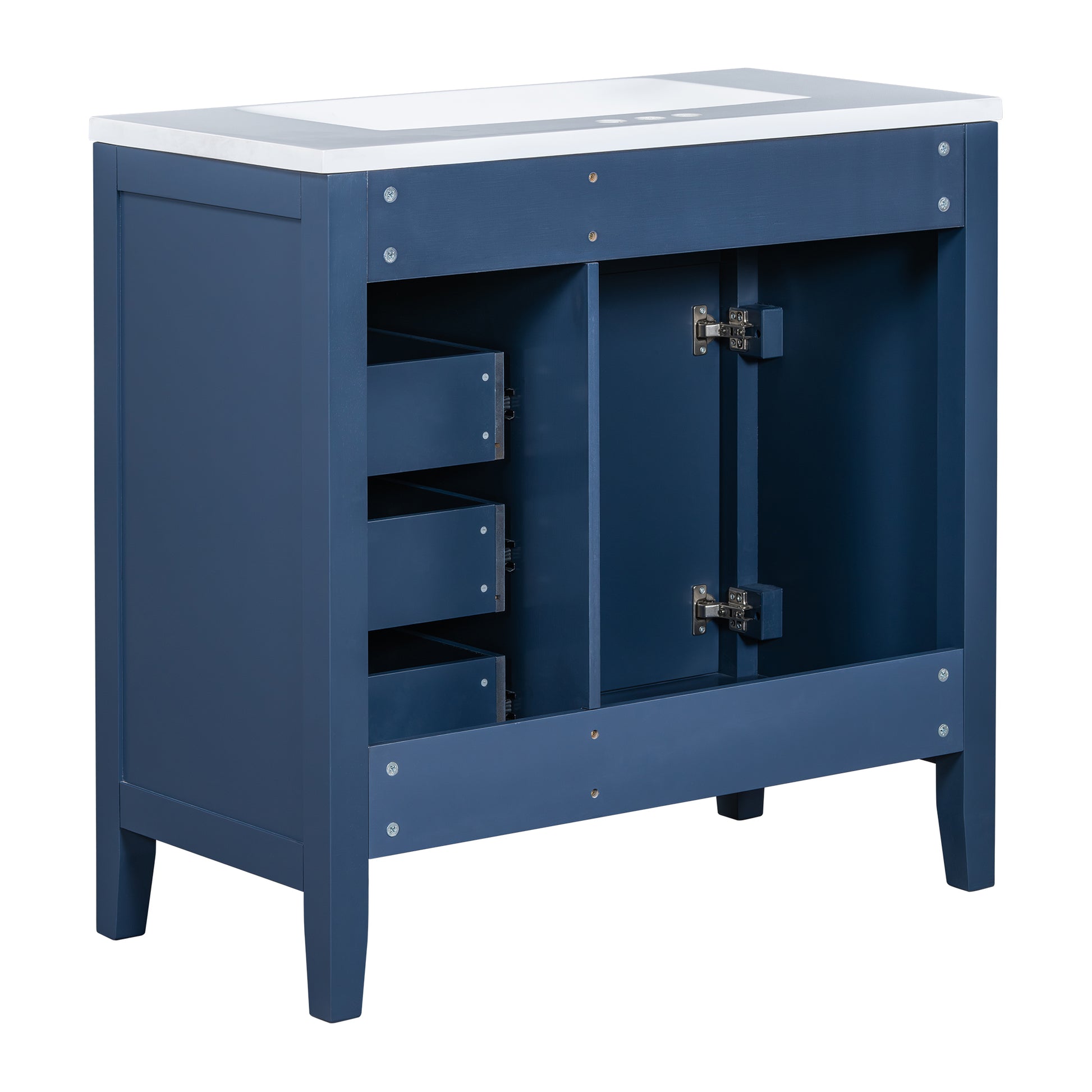 36" Bathroom Vanity With Sink Combo, Blue Bathroom Cabinet With Drawers, Solid Frame And Mdf Board Old Sku:Jl000007Aac Blue Solid Wood Mdf