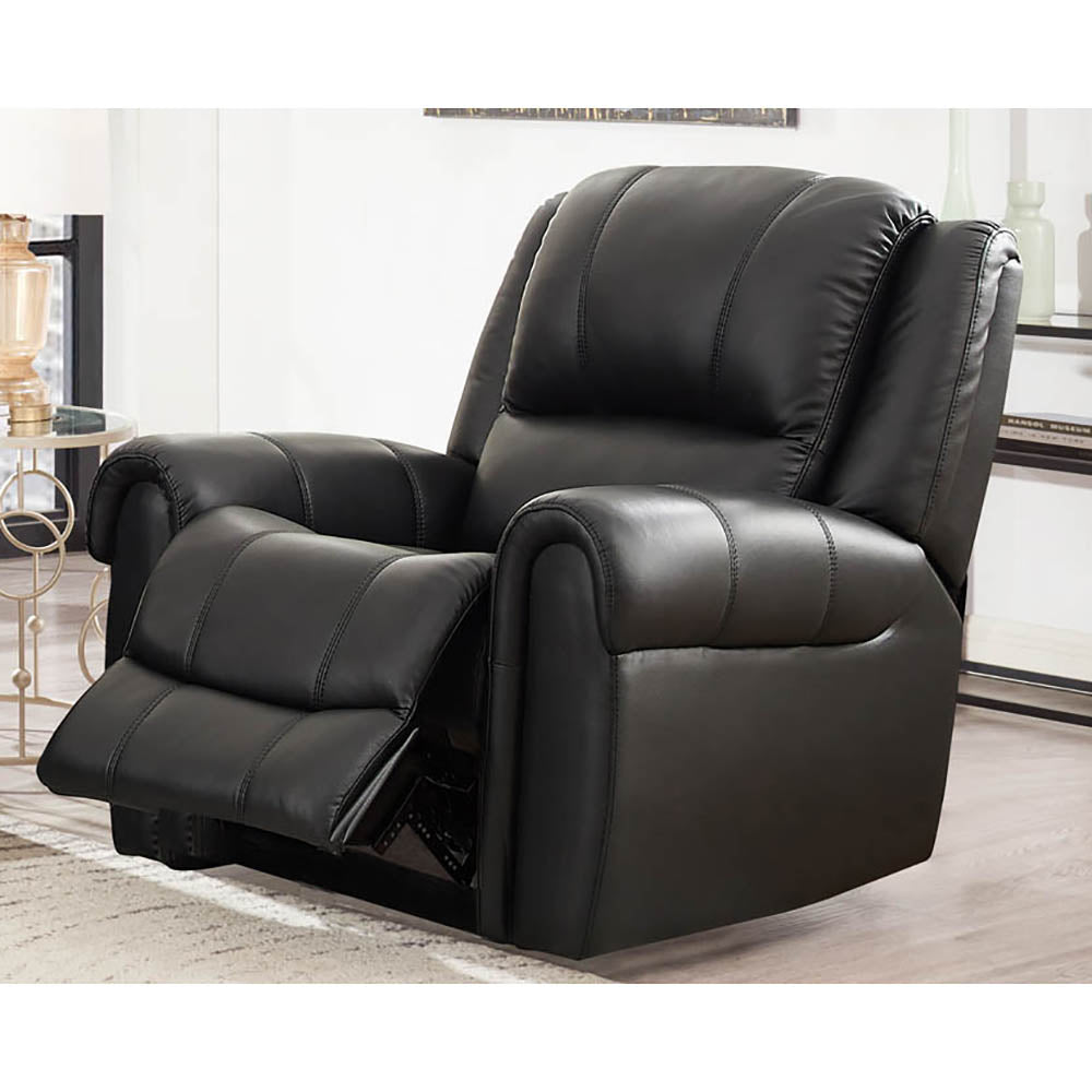 Marco Leather Recliner Black Memory Foam Genuine Leather