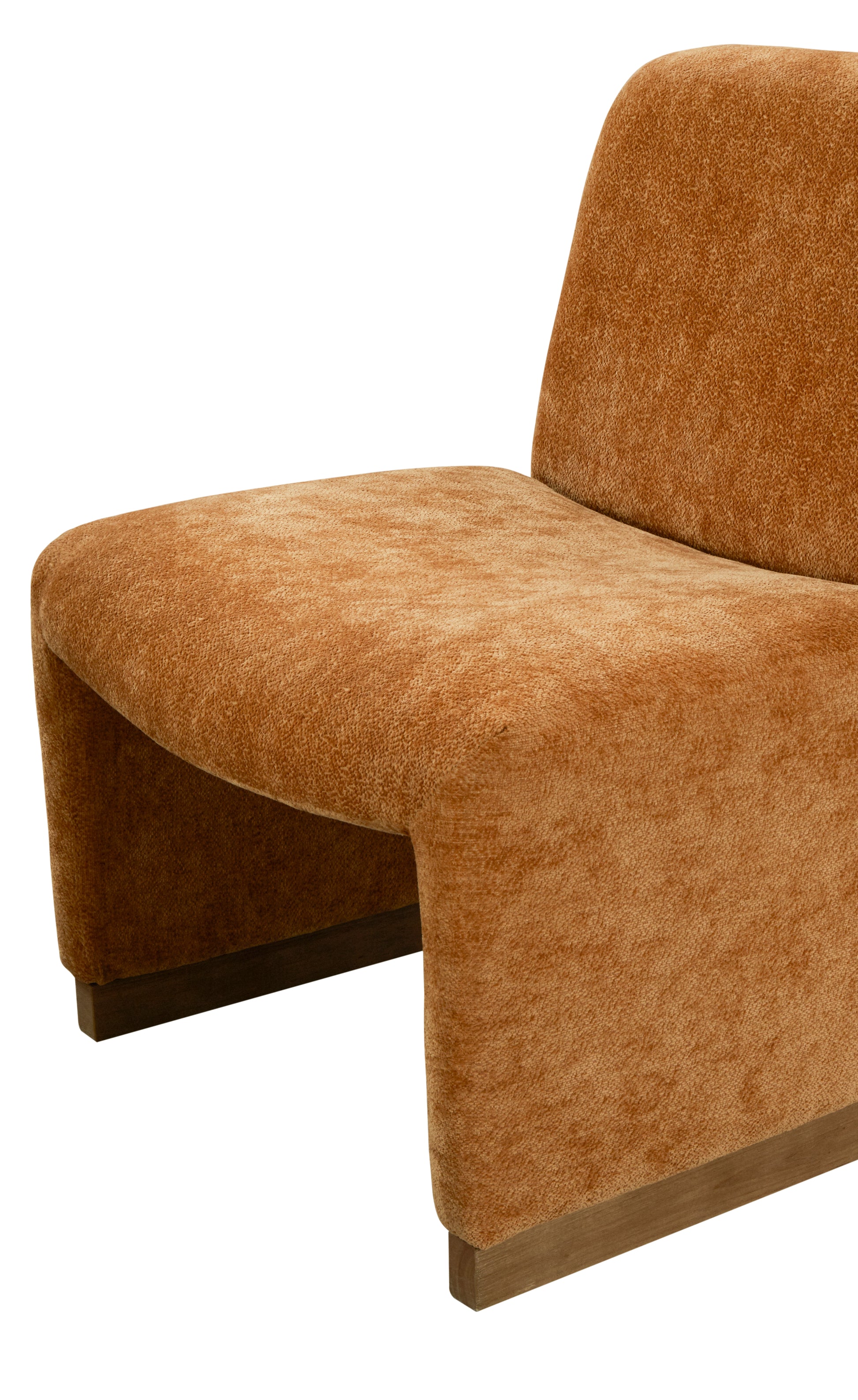 Comfy Accent Chair, Upholstered Slipper Chair, Armless Chair With Wood Legs And Soft Fabric For Living Room, Bedroom, Orange Orange Foam Wood Fabric