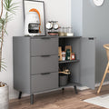 Storage Cabinet with 3 Drawers & Adjustable Shelf, Mid 3-4 drawers-gray-particle board