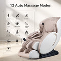 Bosscare 3D Zero Gravity Massage Chair,Full Body Shiatsu Recliner With App Beige Beige Gold Leather Leather