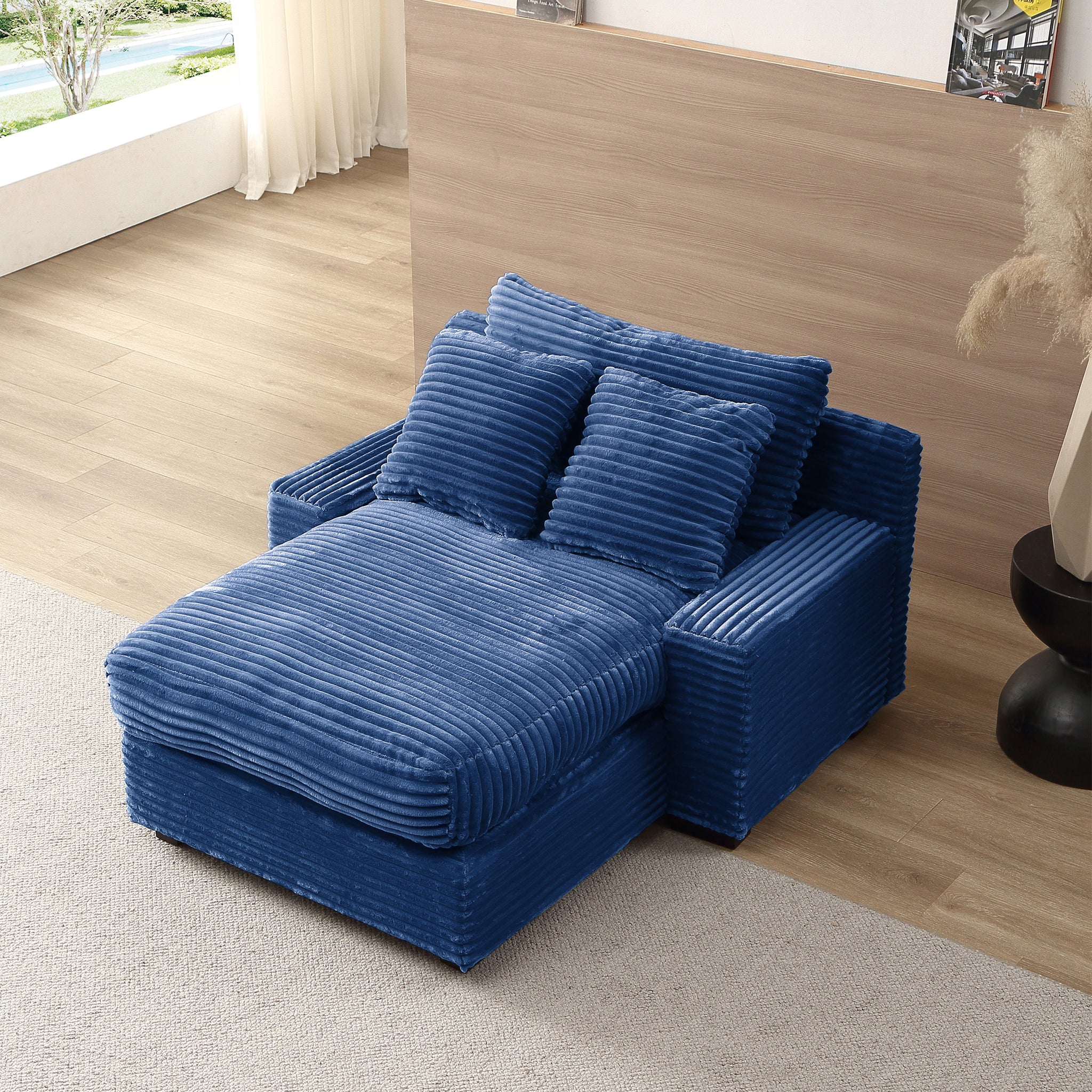 Modern Luxury Sofa Couch For Living Room Quality Corduroy Upholstery Sleeper Sofa Bed Daybed Navy Blue Blue Corduroy 1 Seat