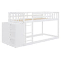 Twin Over Twin Bunk Bed With 4 Drawers And 3 Shelves White Twin White Solid Wood