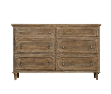 Ludin Taupe 6 Drawer Dresser Taupe Solid Wood