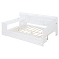 Full Size Wooden Daybed With 3 Drawers, Usb Ports And Desk ,White Full White Wood