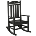 Outsunny Outdoor Rocking Chair, All Weather Resistant Hdpe Rocking Patio Chairs With Rustic High Back, Armrests, Oversized Seat And Slatted Backrest, 350Lbs Weight Capacity, Black Black Plastic