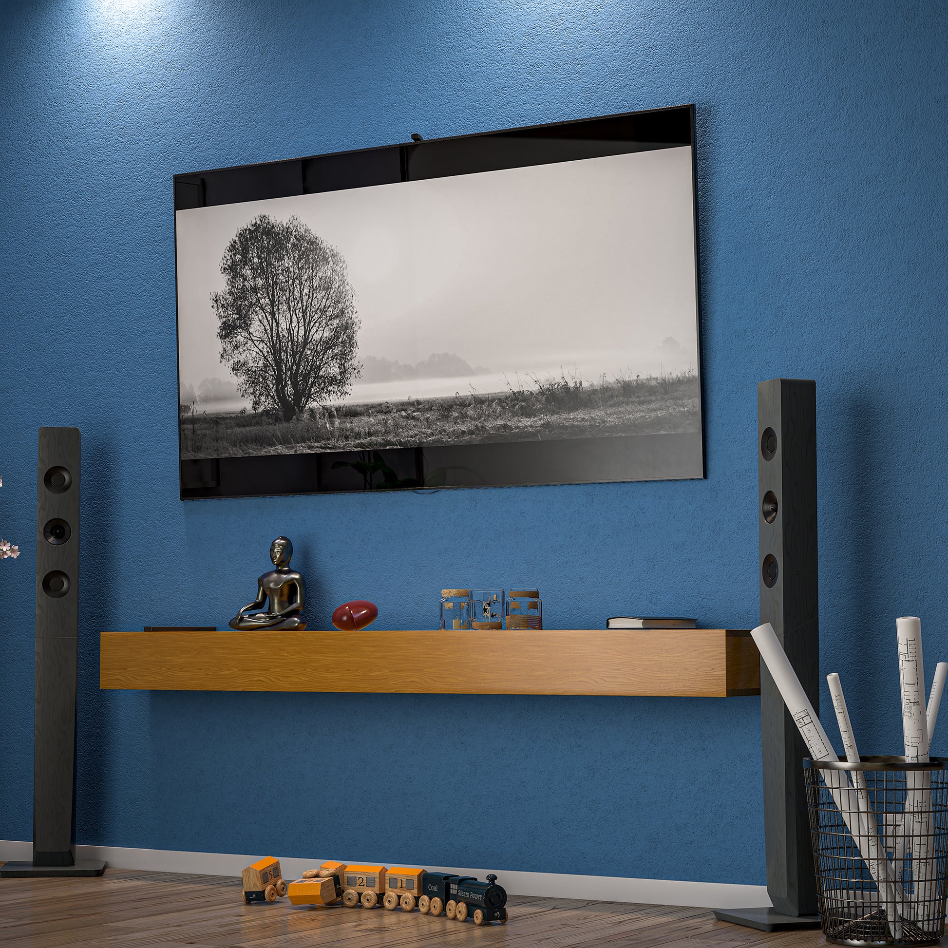 72'' Fireplace Mantel Wooden Wall Mounted Floating Shelf 8" Deep Solid Pine Wood,Natural Natural Wood