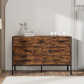 Wood Dresser With 7 Drawers, Wooden Storage Closet For Bedroom, Solid Clothes Cabinet With Sturdy Steel Frame, 48.58