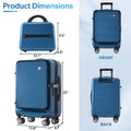 Carry On Luggage 20 Inch Front Open Luggage Lightweight Suitcase With Front Pocket And Usb Port, 1 Portable Carrying Case Peacock Blue Abs