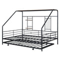 Full Size Metal House Bed With Trundle, Black Full Black Metal