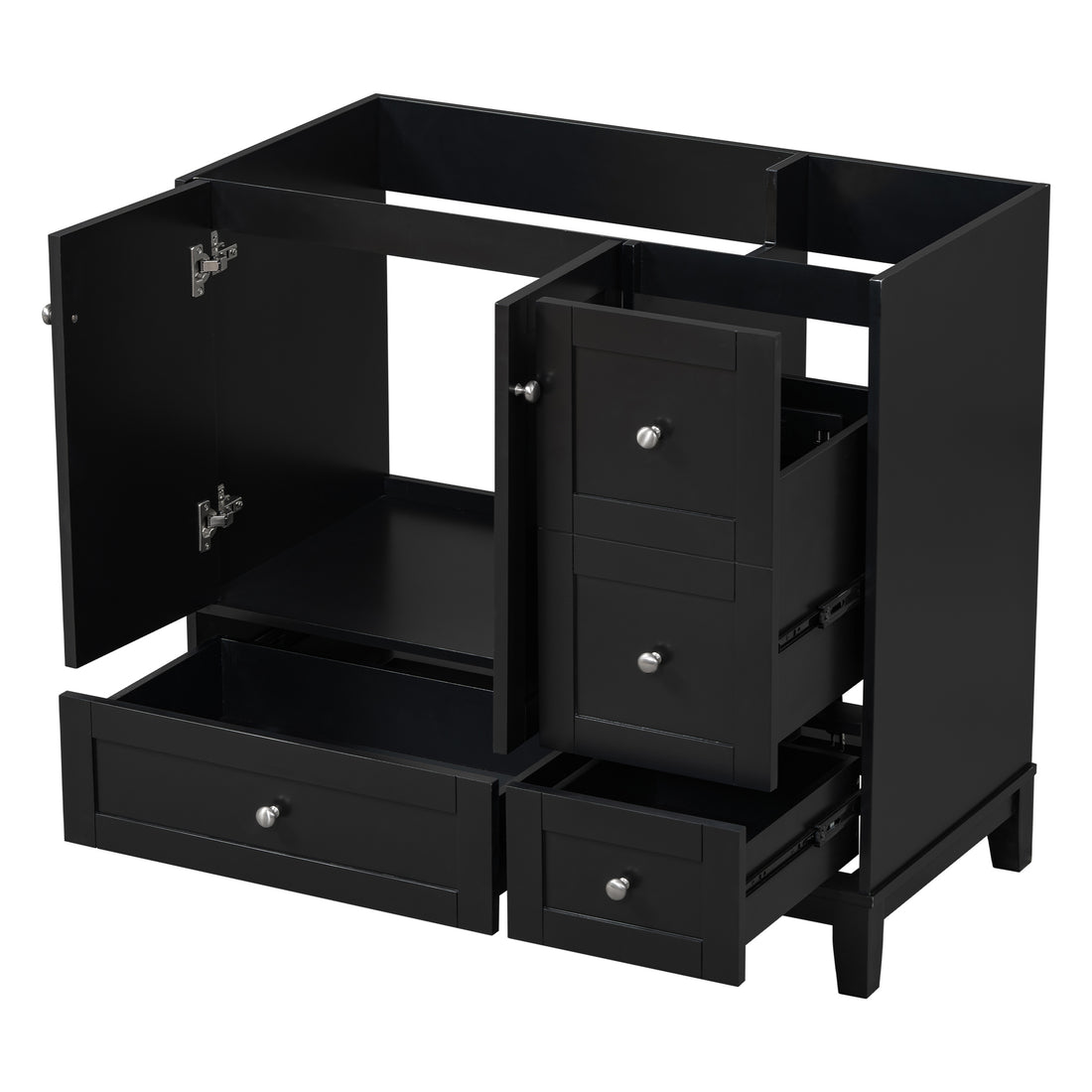 Cabinet Only 36" Bathroom Vanity Black Sink Not Included Black Bathroom Solid Wood Mdf