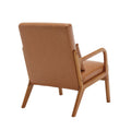 Coolmore Modern Accent Chair, Solid Wood Padding Lounge Armchairs With One Pillow For Living Room, Bedroom, Guest Room Light Brown Pu Light Brown Brown Primary Living Space Modern Rubberwood Foam Pu Leather