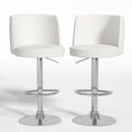 Steel Bar Stools,Grade Modern Leather Bar Chair With Backrest,Swivel Adjustable Height For Kitchen Counter And Dining Room White Metal