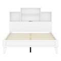 Queen Size Storage Platform Bed Frame With 4 Open Storage Shelves And Usb Charging Design,White Queen White Solid Wood Mdf