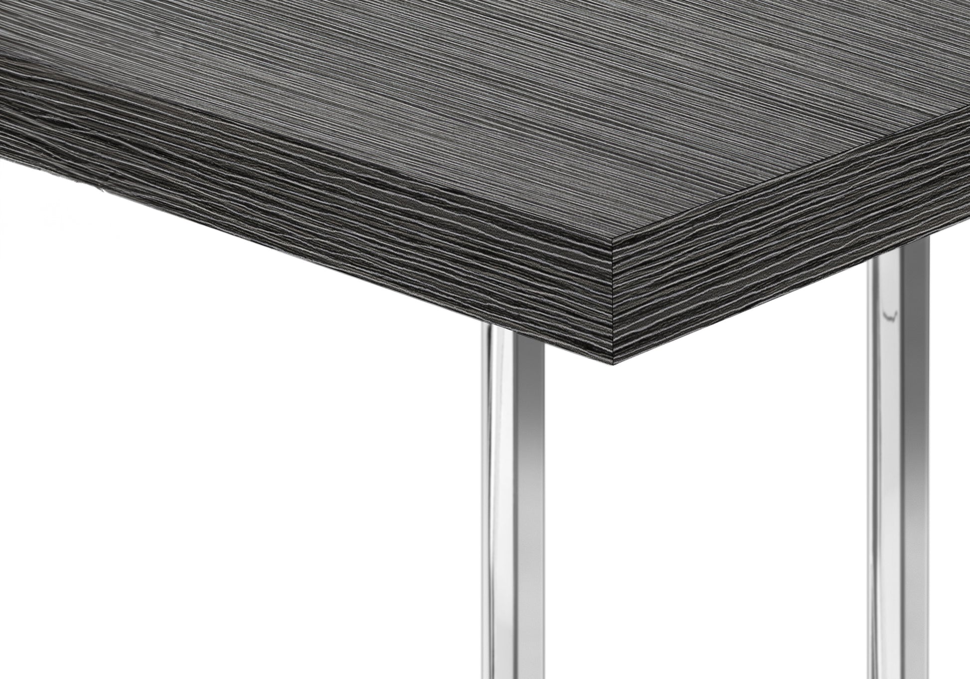 Accent Table, C Shaped, End, Side, Snack, Living Room, Bedroom, Grey Laminate, Chrome Metal, Contemporary, Modern Grey Particle Board