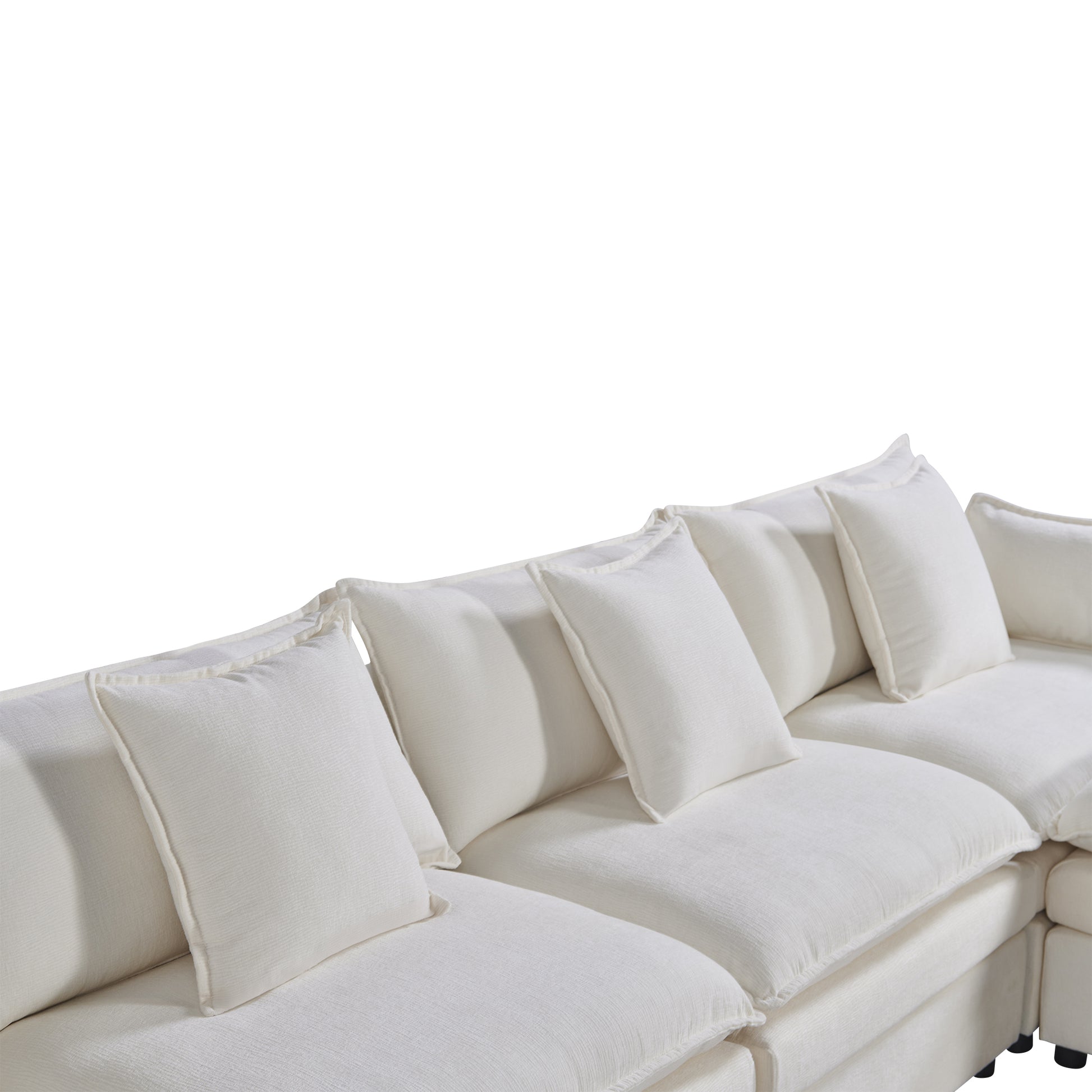 142.52"Modern Chenille U Shaped Sectional Sofa With Convertible Chaise, Comfy Cloud Couch Deep Sectional Sofa With Ottomans For Living Room White Wood Foam Chenille 4 Seat